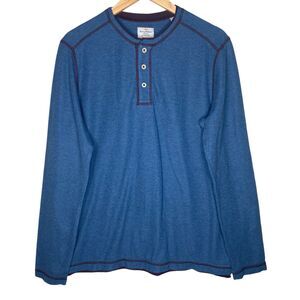 Tommy Bahama Men’s Thermal Henley Sweatshirt Size L Blue Paradise Alley Buttons